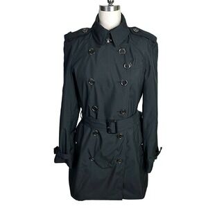 Burberry Brit Womens Black Double Breasted Belted Trench Coat Size 6 US 40 IT‎